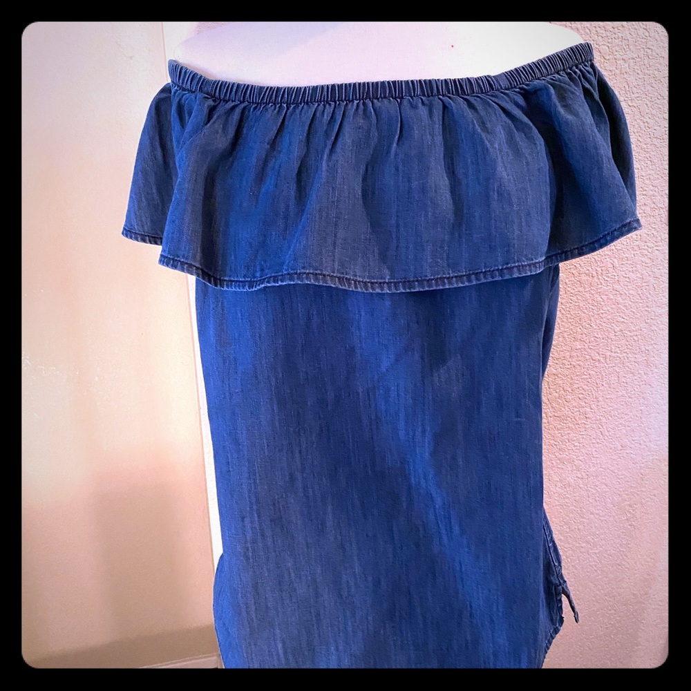 WHBM Denim Off the Shoulder top